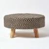 Black And Natural Circular Footstool With Diamond Pattern 2 Black And Natural Circular Footstool With Diamond Pattern -Best Homeware Store sf1577 01