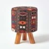 Tall Kilim Footstool With Wooden Legs 2 Tall Kilim Footstool With Wooden Legs -Best Homeware Store sf1579 01