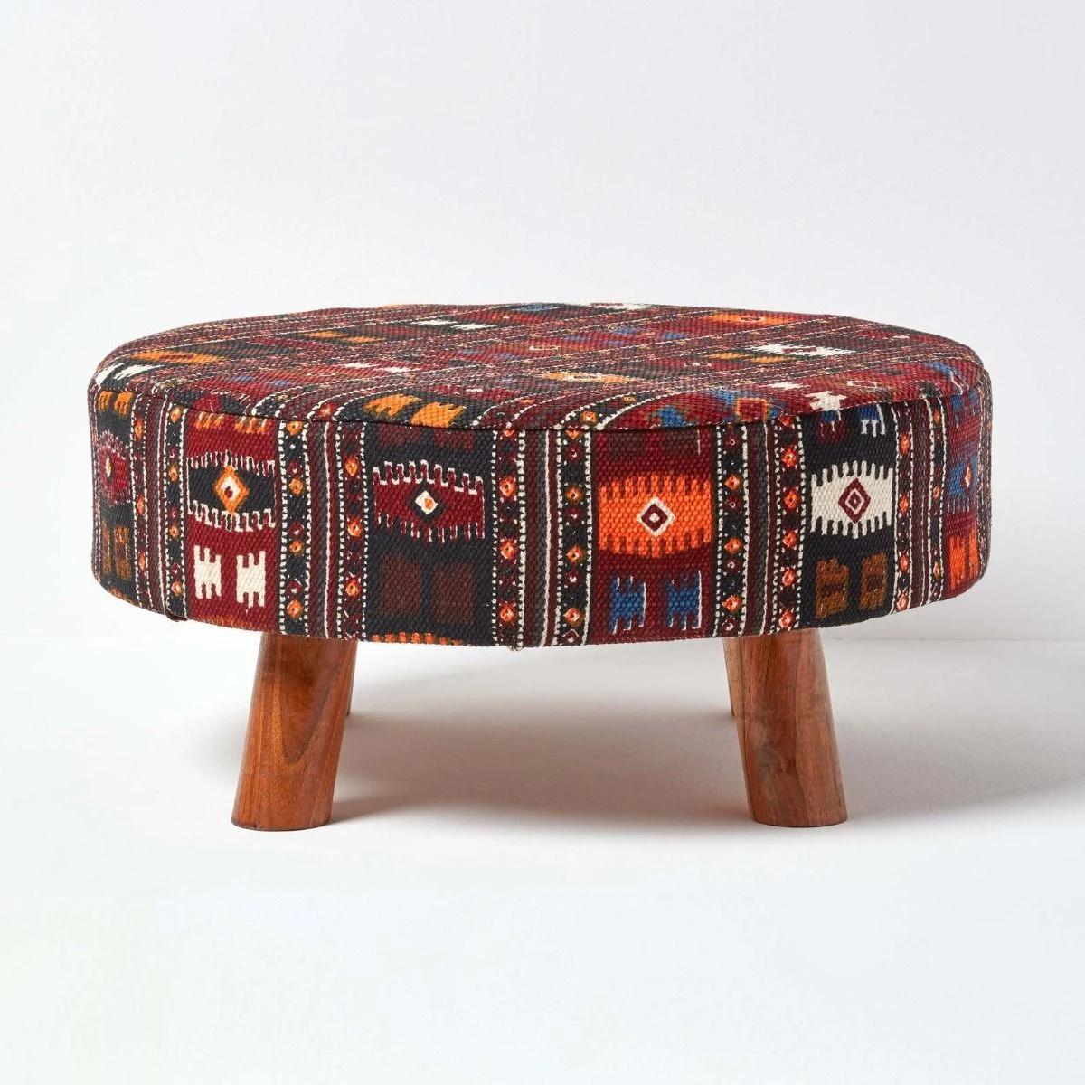 Flat Kilim Footstool With Legs 3 Flat Kilim Footstool With Legs