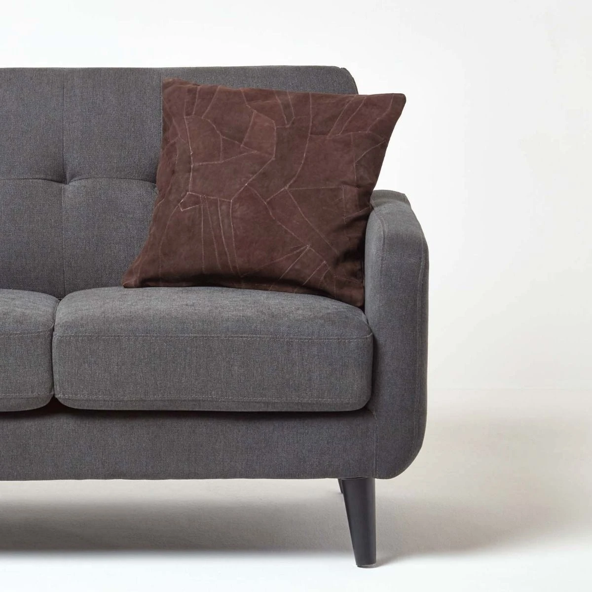 Chocolate Brown Real Leather Suede Cushion With Feather Filling 6 Chocolate Brown Real Leather Suede Cushion With Feather Filling - Image 4