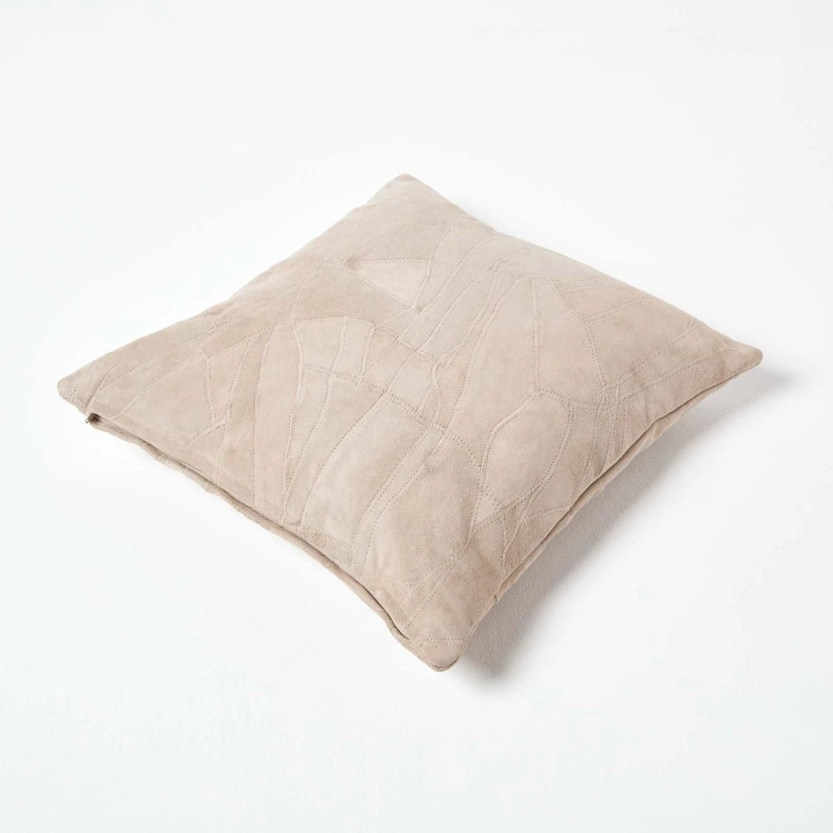 Cream Real Leather Suede Cushion With Feather Filling 5 Cream Real Leather Suede Cushion With Feather Filling - Image 3