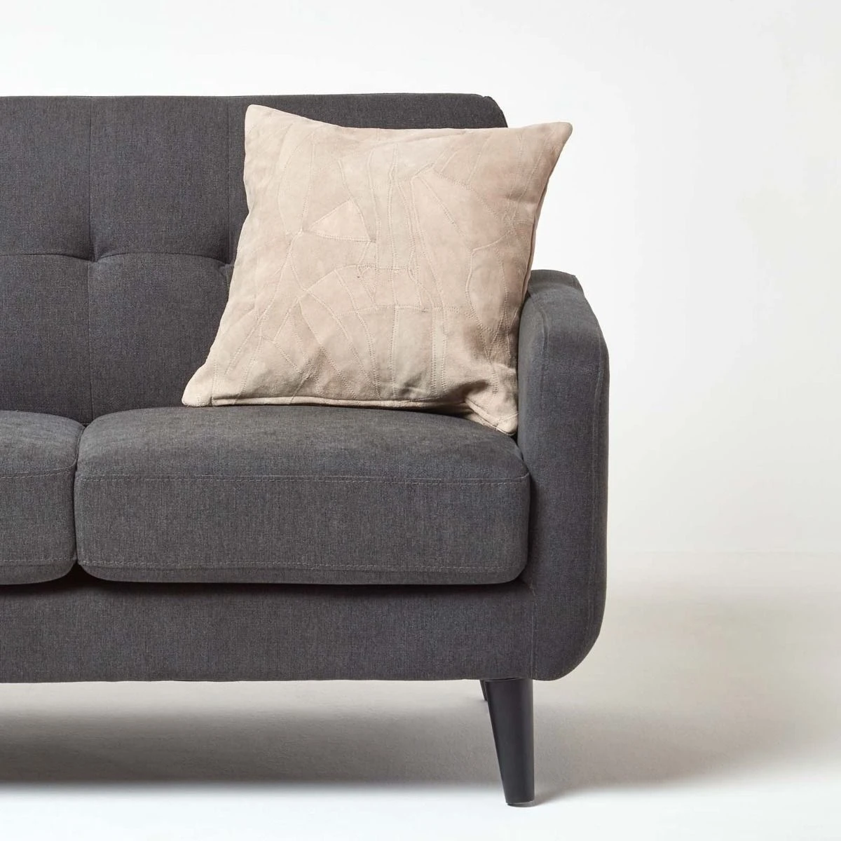 Cream Real Leather Suede Cushion With Feather Filling 6 Cream Real Leather Suede Cushion With Feather Filling - Image 4