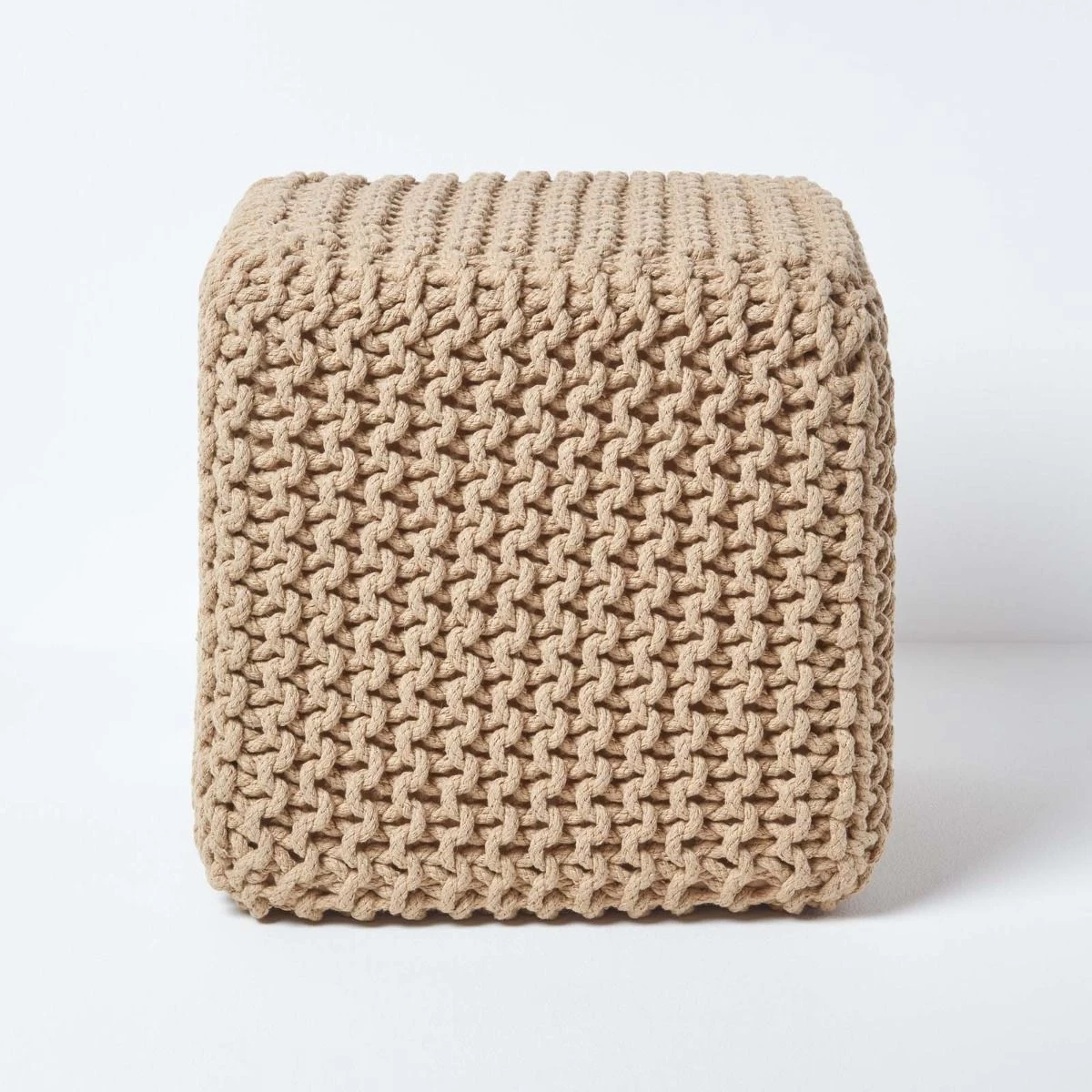 Linen Cube Cotton Knitted Pouffe Footstool 3 Linen Cube Cotton Knitted Pouffe Footstool