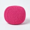 Hot Pink Round Cotton Knitted Pouffe Footstool 2 Hot Pink Round Cotton Knitted Pouffe Footstool -Best Homeware Store sf1670a 01