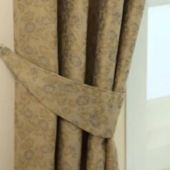 Gold Jacquard Curtain Vintage Floral Design Fully Lined With Tie Backs, 46 X 72" Drop 9 Gold Jacquard Curtain Vintage Floral Design Fully Lined With Tie Backs, 46 X 72" Drop -Best Homeware Store sf1696 1 1