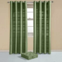 Cotton Rajput Ribbed Dark Olive Curtain Pair 8 Cotton Rajput Ribbed Dark Olive Curtain Pair -Best Homeware Store sf1733 3 c