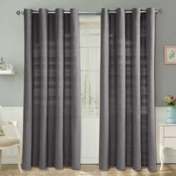 New Products 15 Cotton Rajput Ribbed Charcoal Grey Curtain Pair