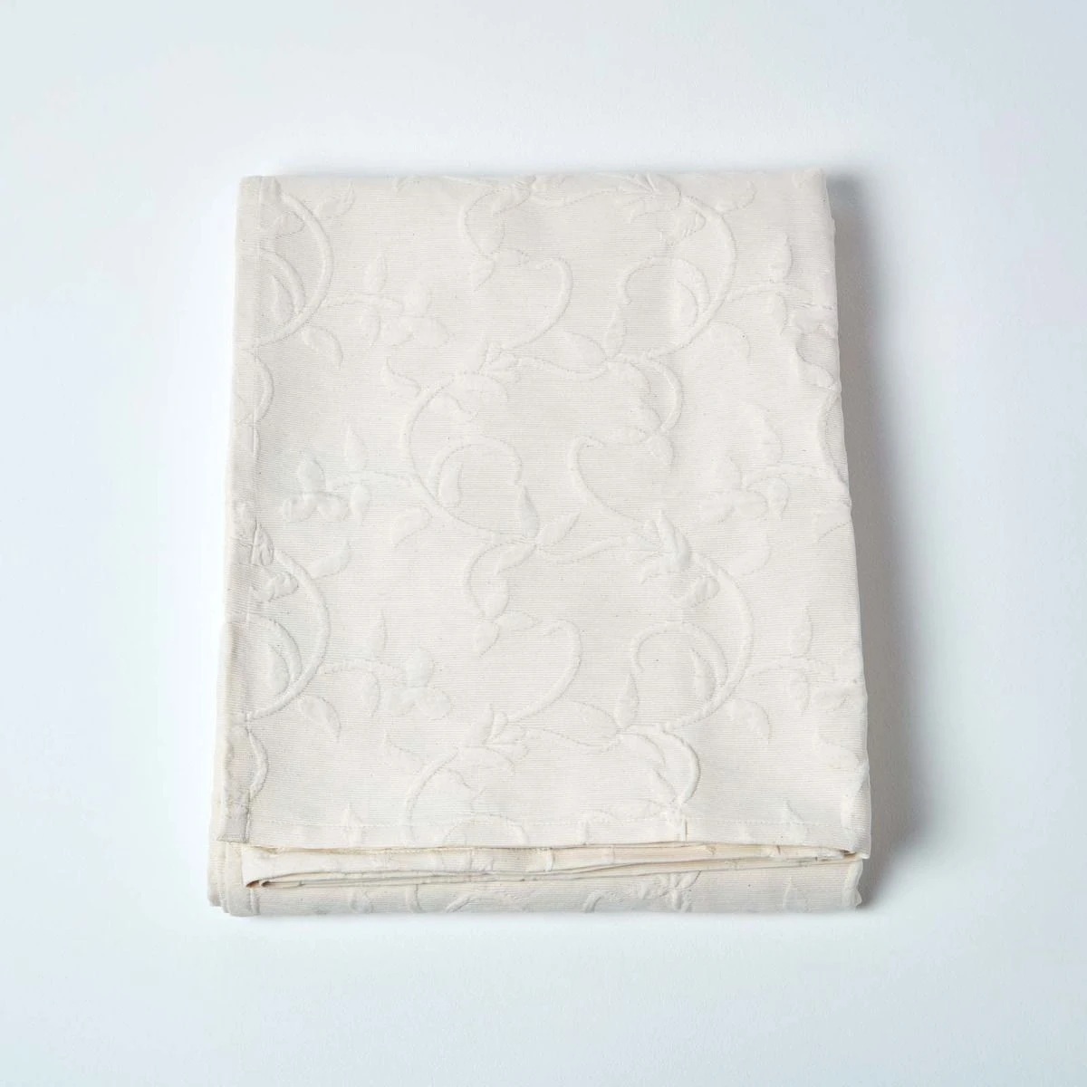 Cream Cotton Rich Floral Metelassé Pattern Bedspread 4 Cream Cotton Rich Floral Metelassé Pattern Bedspread - Image 2