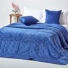 Navy Blue Paragon Diamond Geometric Velvet Bedspread