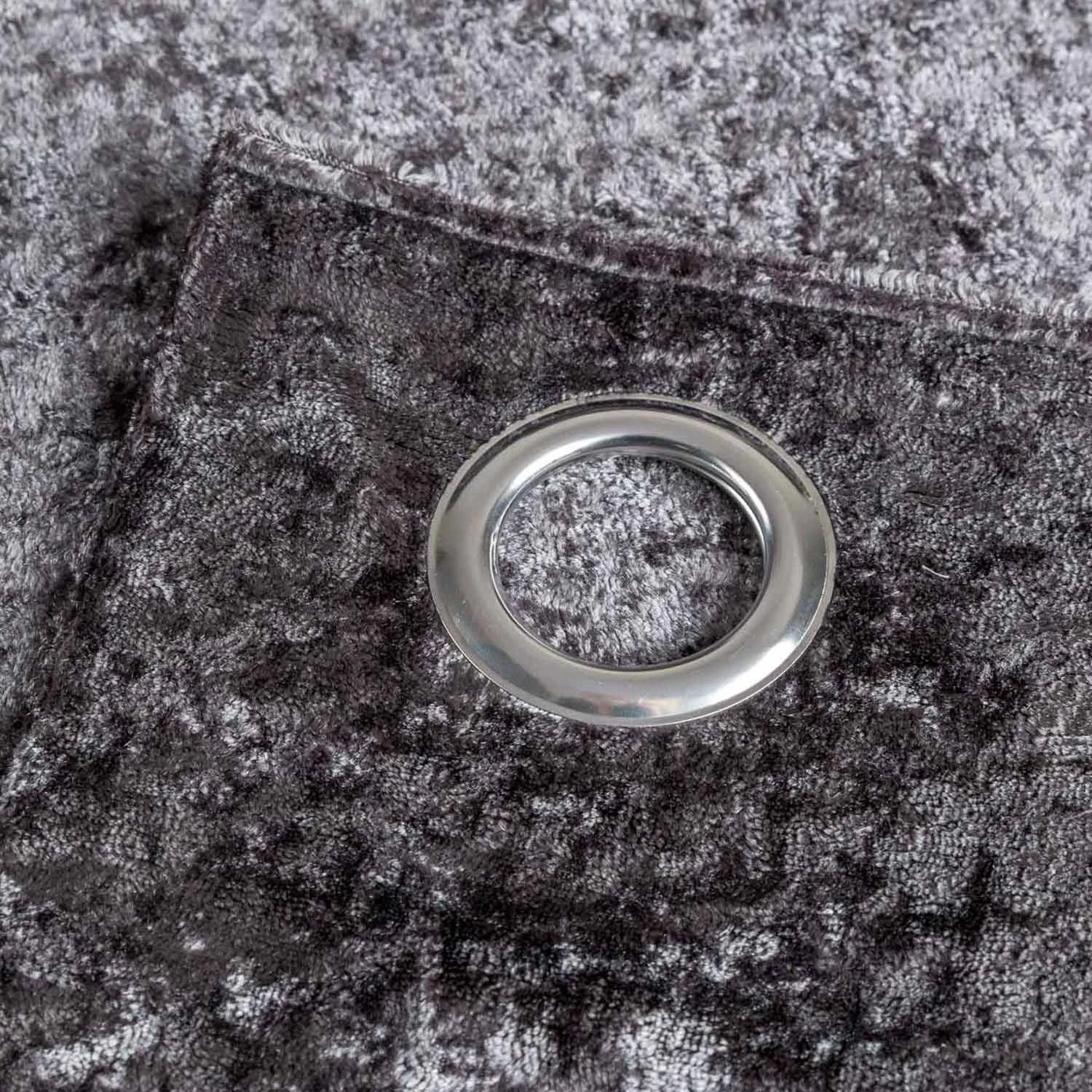 Dark Grey Luxury Crushed Velvet Lined Eyelet Curtain Pair 5 Dark Grey Luxury Crushed Velvet Lined Eyelet Curtain Pair - Image 3