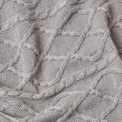 Grey Diamond Cable Knit Cotton Throw 9 Grey Diamond Cable Knit Cotton Throw -Best Homeware Store sf1919 3