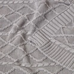 Grey Diamond Cable Knit Cotton Throw 10 Grey Diamond Cable Knit Cotton Throw -Best Homeware Store sf1919 4