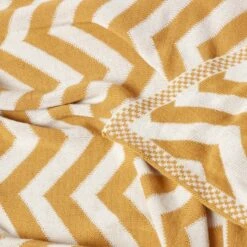 Mustard Chevron Cotton Knitted Throw 14 Mustard Chevron Cotton Knitted Throw -Best Homeware Store sf1949 5