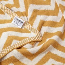 Mustard Chevron Cotton Knitted Throw 17 Mustard Chevron Cotton Knitted Throw -Best Homeware Store sf1949 8