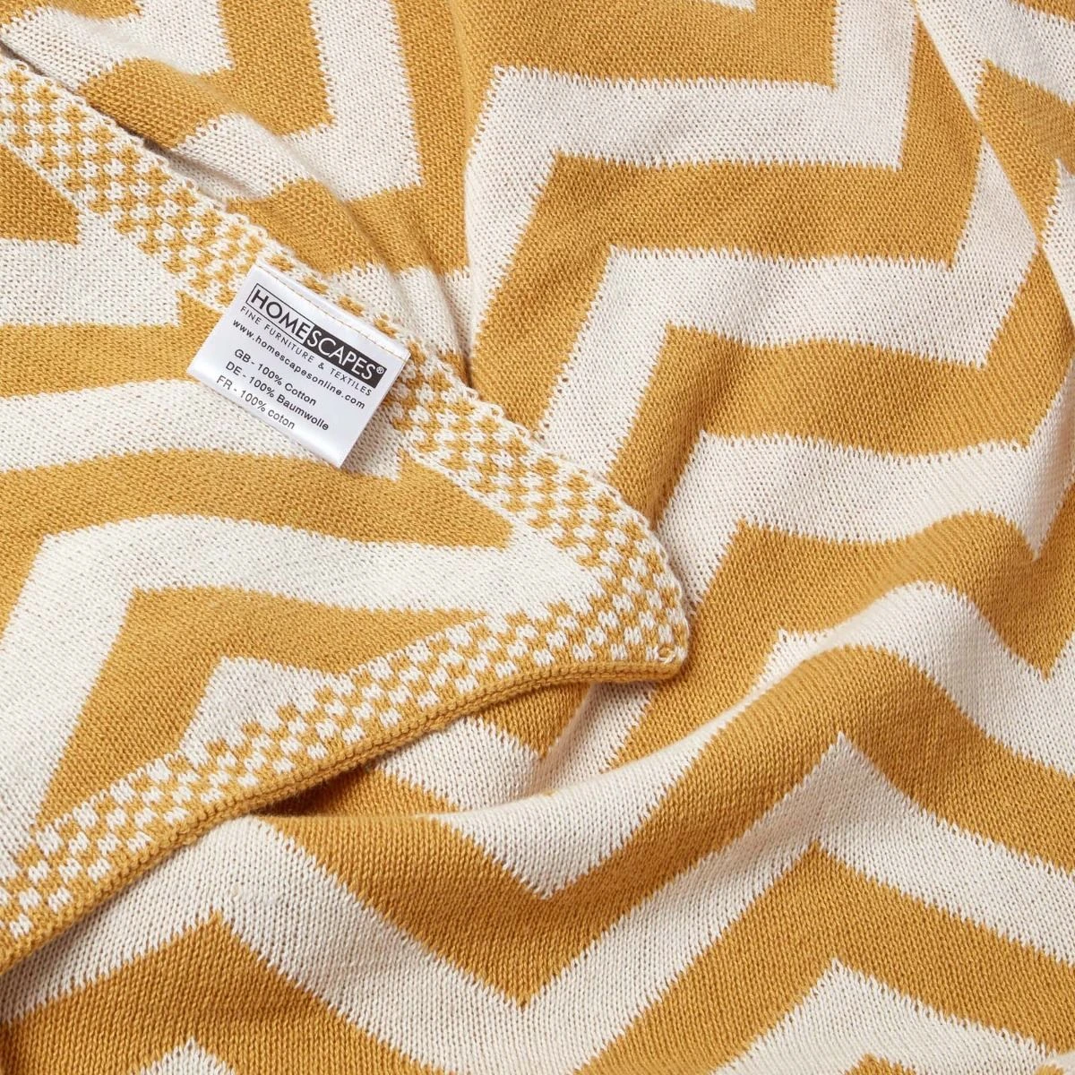 Mustard Chevron Cotton Knitted Throw 10 Mustard Chevron Cotton Knitted Throw - Image 8