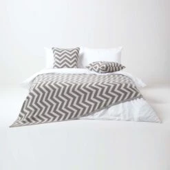 Grey Chevron Cotton Knitted Throw 11 Grey Chevron Cotton Knitted Throw -Best Homeware Store sf1950 3