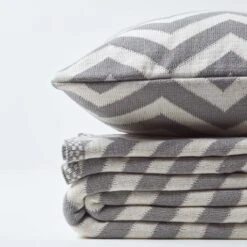 Grey Chevron Cotton Knitted Throw 14 Grey Chevron Cotton Knitted Throw -Best Homeware Store sf1950 6
