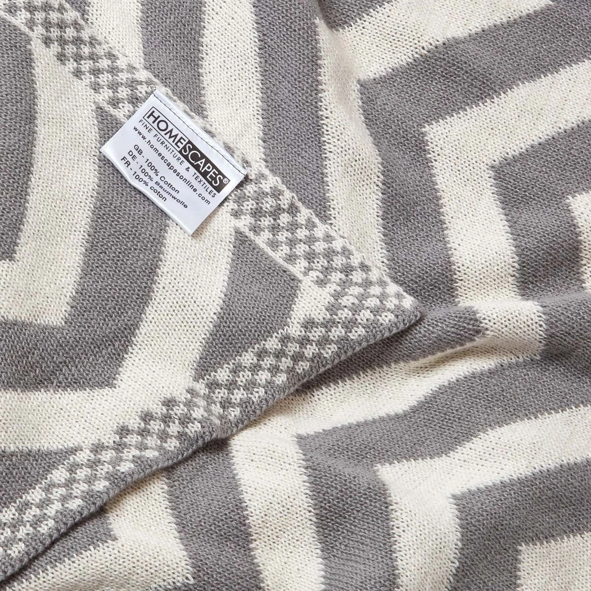Grey Chevron Cotton Knitted Throw 9 Grey Chevron Cotton Knitted Throw - Image 7