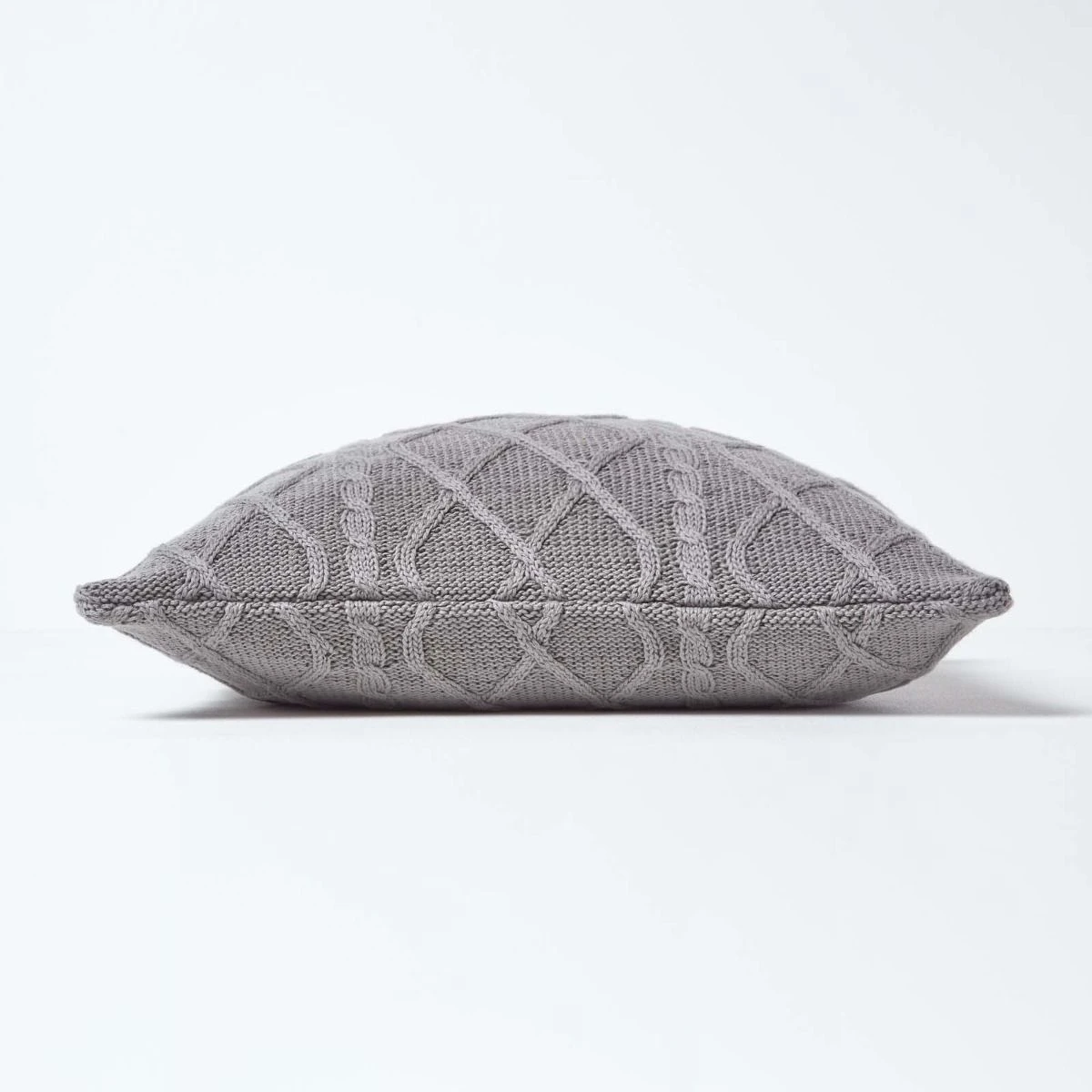 Grey Diamond Cable Knit Cushion Cover, 45 X 45 Cm 4 Grey Diamond Cable Knit Cushion Cover, 45 X 45 Cm - Image 2