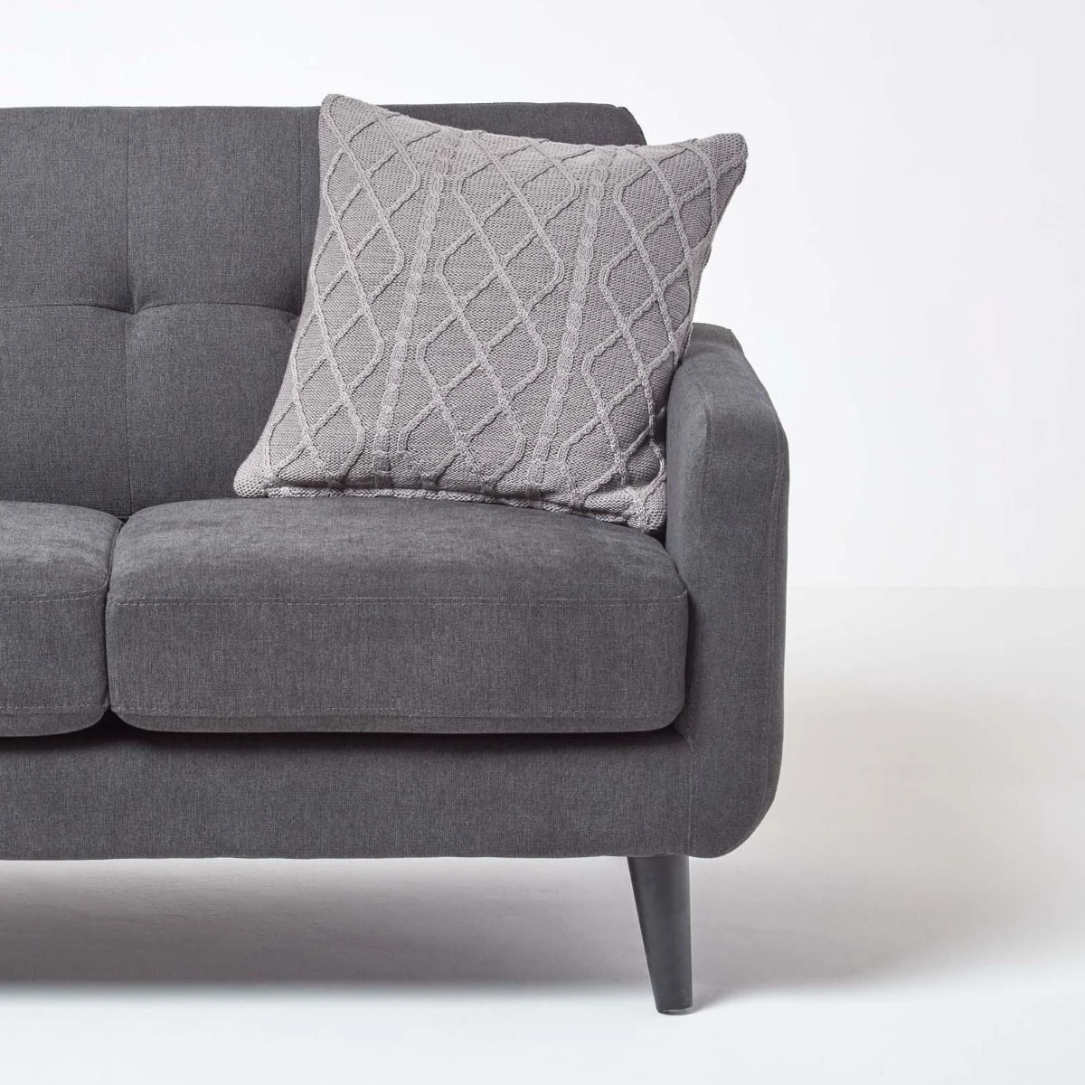 Grey Diamond Cable Knit Cushion Cover, 45 X 45 Cm 6 Grey Diamond Cable Knit Cushion Cover, 45 X 45 Cm - Image 4