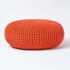 Burnt Orange Large Round Cotton Knitted Pouffe Footstool 1 Burnt Orange Large Round Cotton Knitted Pouffe Footstool -Best Homeware Store sf2004a 01