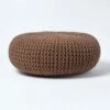 Chocolate Brown Large Round Cotton Knitted Pouffe Footstool 1 Chocolate Brown Large Round Cotton Knitted Pouffe Footstool -Best Homeware Store sf2008a 01