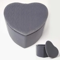 Arundel Heart-Shaped Velvet Footstool With Storage, Grey
