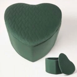 Arundel Heart-Shaped Velvet Footstool With Storage, Emerald