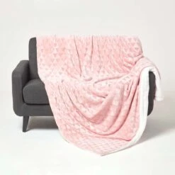 Blush Pink Geometric Triangle Velvet Throw