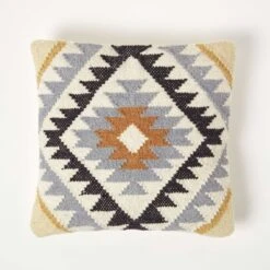 Agra Handwoven Kilim Cushion With Feather Filling, 45 X 45 Cm