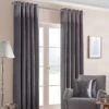 Pewter Grey Nova Eyelet Curtain Pair