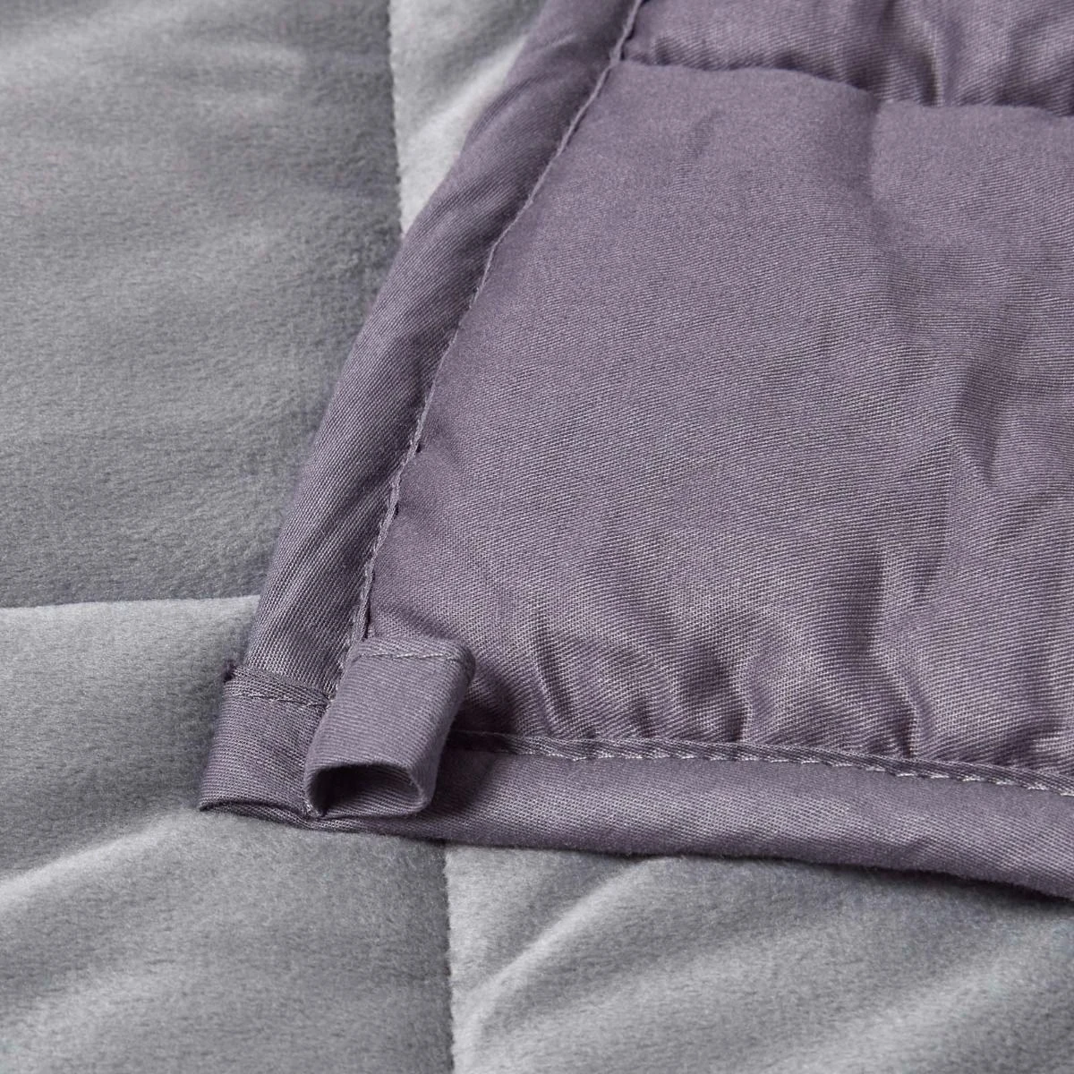 Weighted Blanket - Grey Quilted Cotton & Faux Velvet 7 Weighted Blanket - Grey Quilted Cotton & Faux Velvet - Image 5