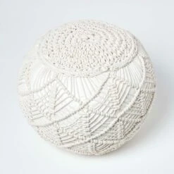Natural Macrame Knitted Pouffe 9 Natural Macrame Knitted Pouffe -Best Homeware Store sf2124 3 2