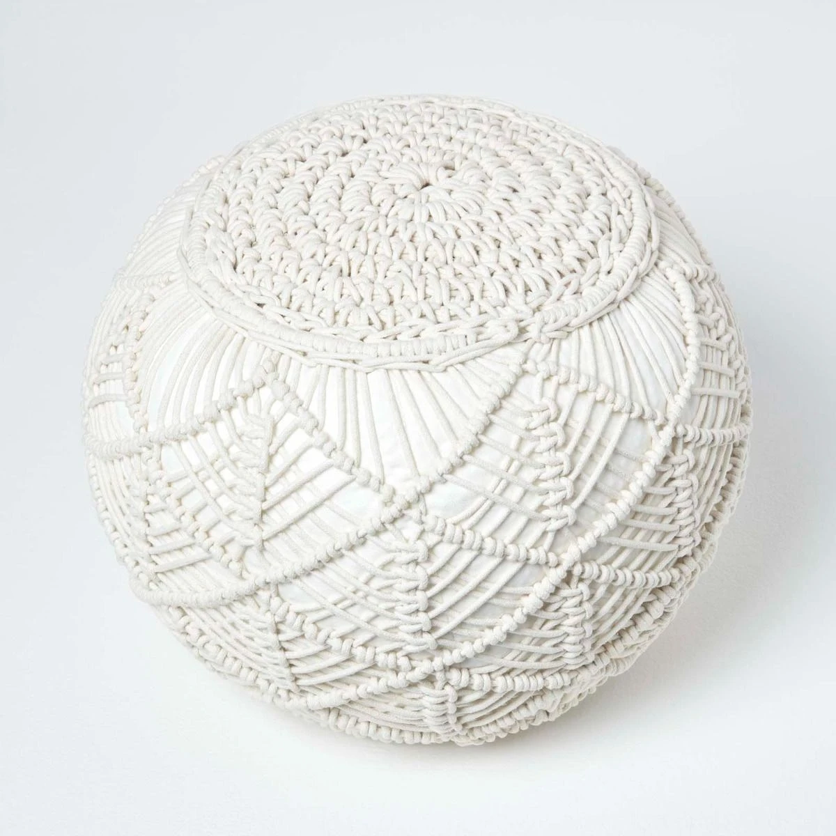 Natural Macrame Knitted Pouffe 5 Natural Macrame Knitted Pouffe - Image 3