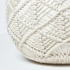 Natural Macrame Knitted Pouffe 10 Natural Macrame Knitted Pouffe -Best Homeware Store sf2124 4 2