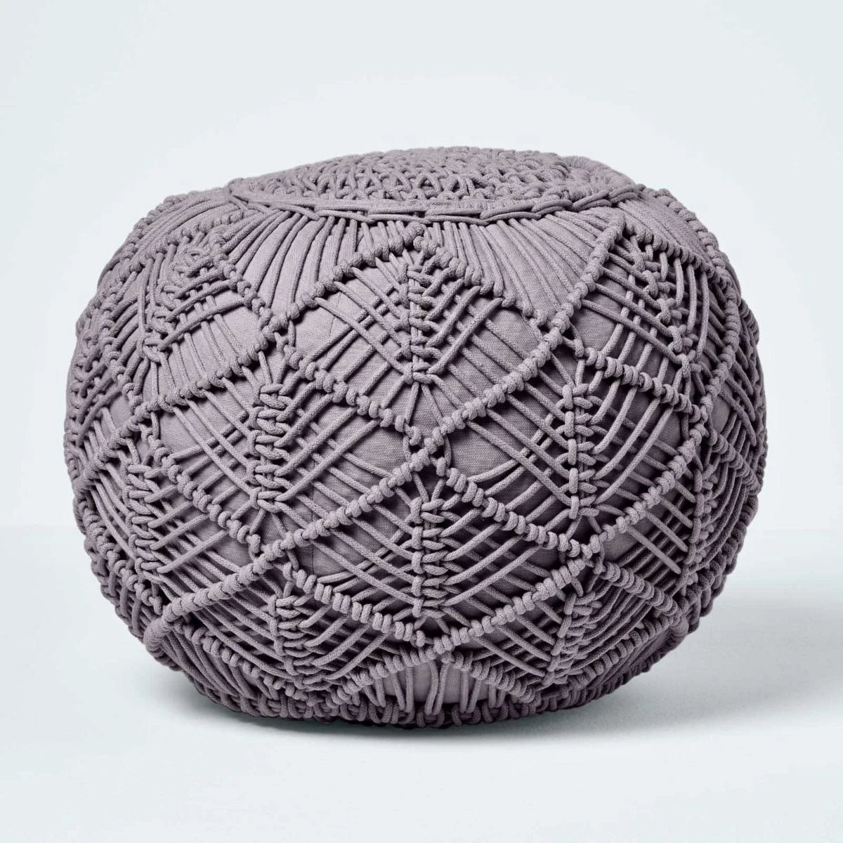 Grey Macrame Knitted Pouffe 3 Grey Macrame Knitted Pouffe