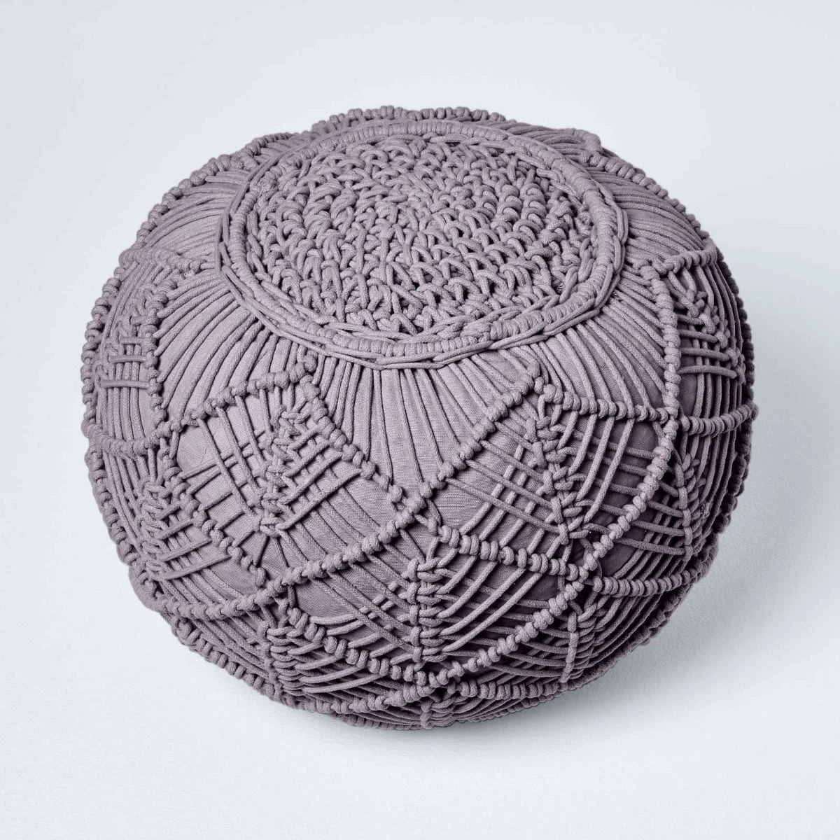 Grey Macrame Knitted Pouffe 5 Grey Macrame Knitted Pouffe - Image 3