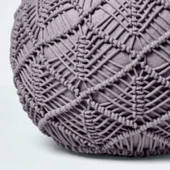 Grey Macrame Knitted Pouffe 10 Grey Macrame Knitted Pouffe -Best Homeware Store sf2126 4 2