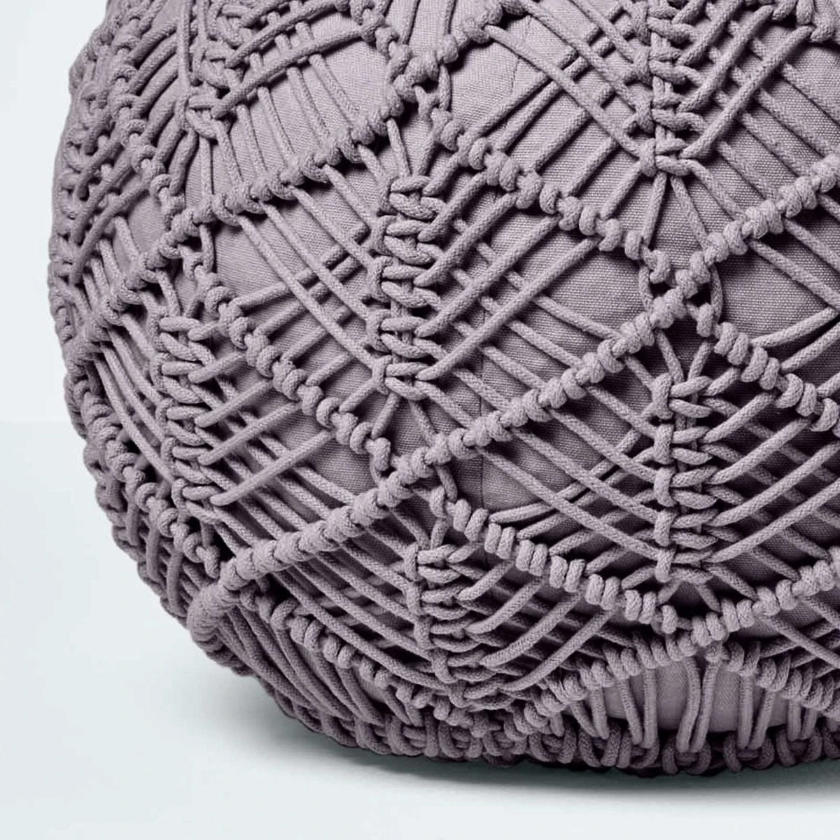 Grey Macrame Knitted Pouffe 6 Grey Macrame Knitted Pouffe - Image 4