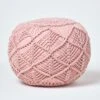 Blush Pink Macrame Knitted Pouffe 1 Blush Pink Macrame Knitted Pouffe -Best Homeware Store sf2127 1 2