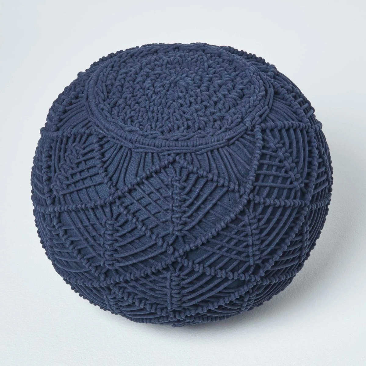 Navy Macrame Knitted Pouffe 5 Navy Macrame Knitted Pouffe - Image 3