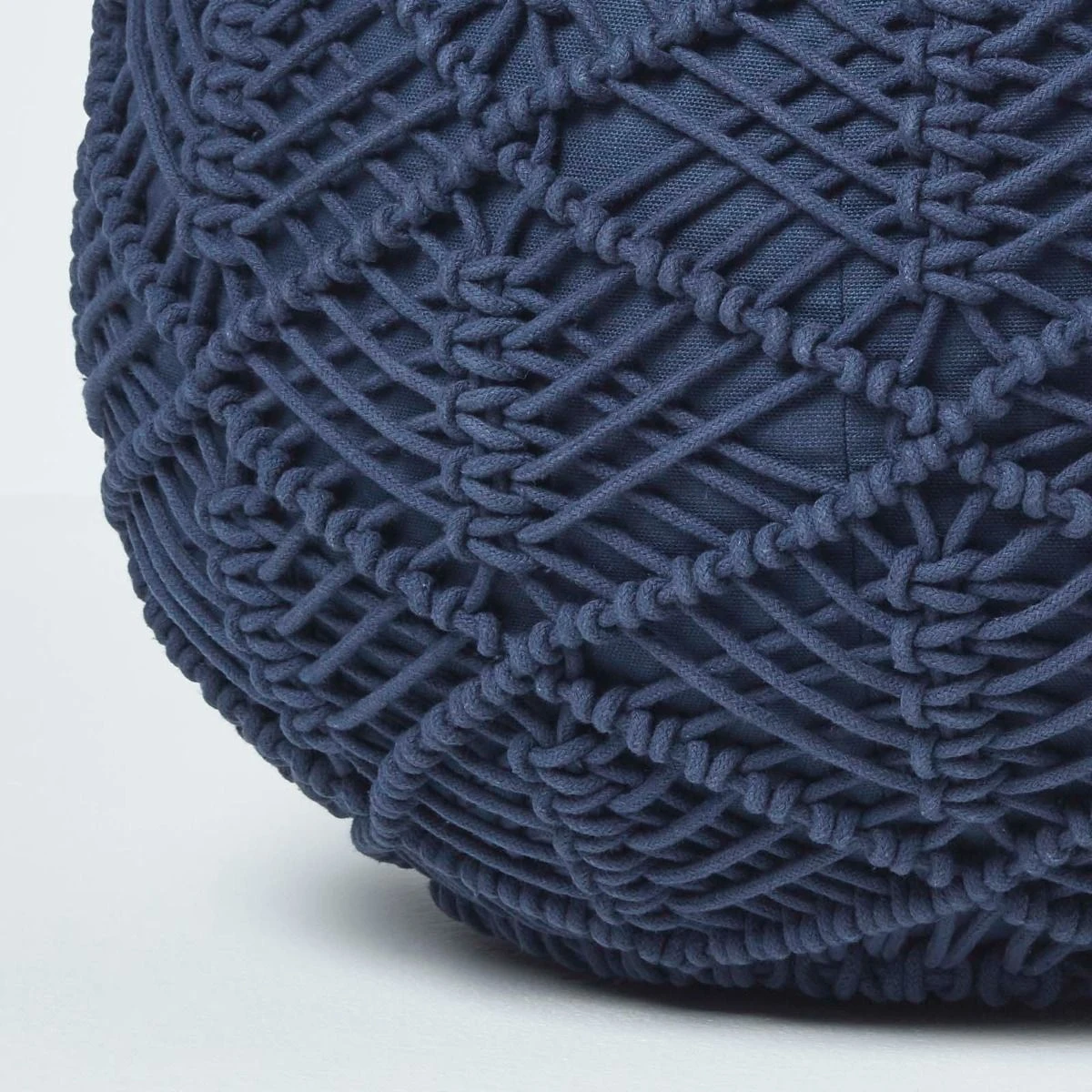 Navy Macrame Knitted Pouffe 6 Navy Macrame Knitted Pouffe - Image 4