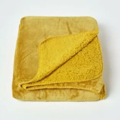 Mustard Soft Velvet Fleece Throw 9 Mustard Soft Velvet Fleece Throw -Best Homeware Store sf2141c 3
