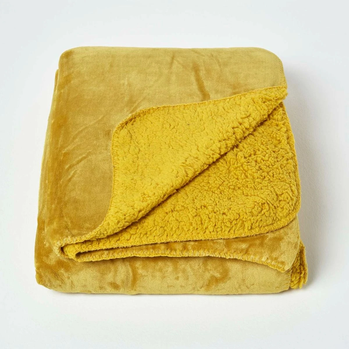 Mustard Soft Velvet Fleece Throw 5 Mustard Soft Velvet Fleece Throw - Image 3