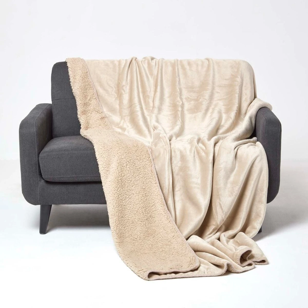 Natural Taupe Soft Velvet Fleece Throw 3 Natural Taupe Soft Velvet Fleece Throw
