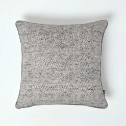 Woven Slub Grey Filled Cushion, 43 X 43 Cm