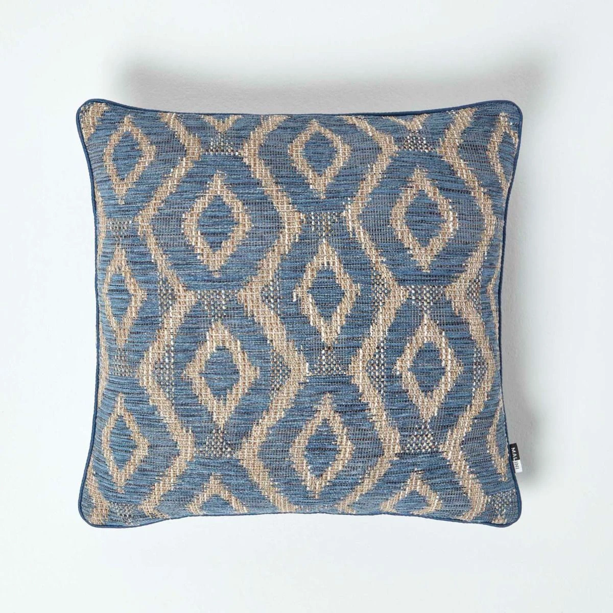 Woven Ikat Blue Filled Cushion, 43 X 43 Cm 3 Woven Ikat Blue Filled Cushion, 43 X 43 Cm