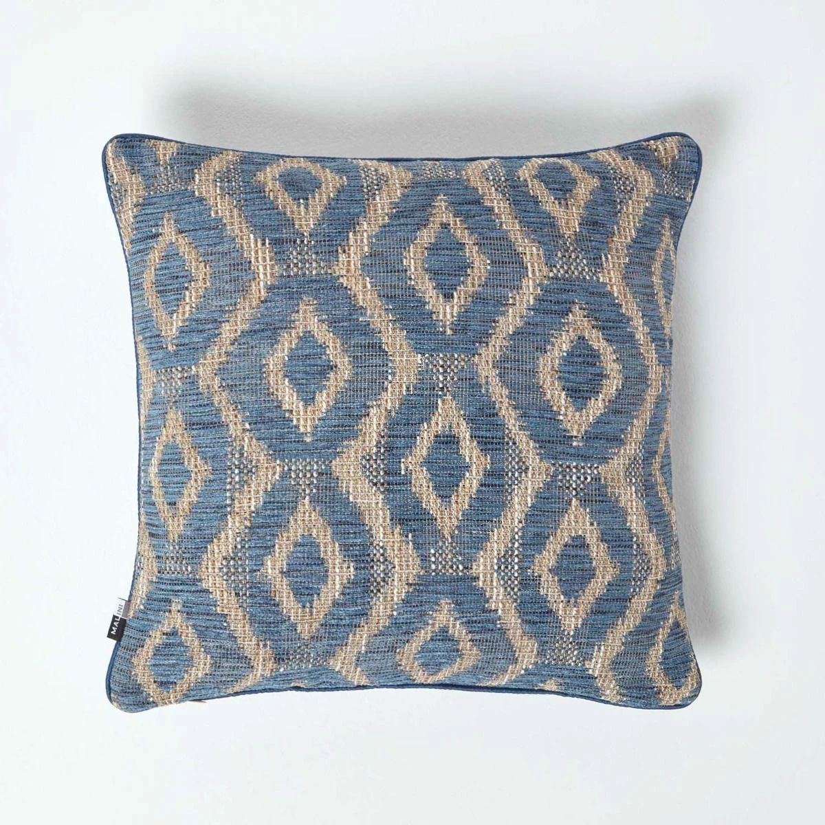 Woven Ikat Blue Filled Cushion, 43 X 43 Cm 4 Woven Ikat Blue Filled Cushion, 43 X 43 Cm - Image 2