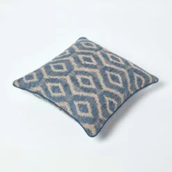 Woven Ikat Blue Filled Cushion, 43 X 43 Cm 11 Woven Ikat Blue Filled Cushion, 43 X 43 Cm -Best Homeware Store sf2144 5