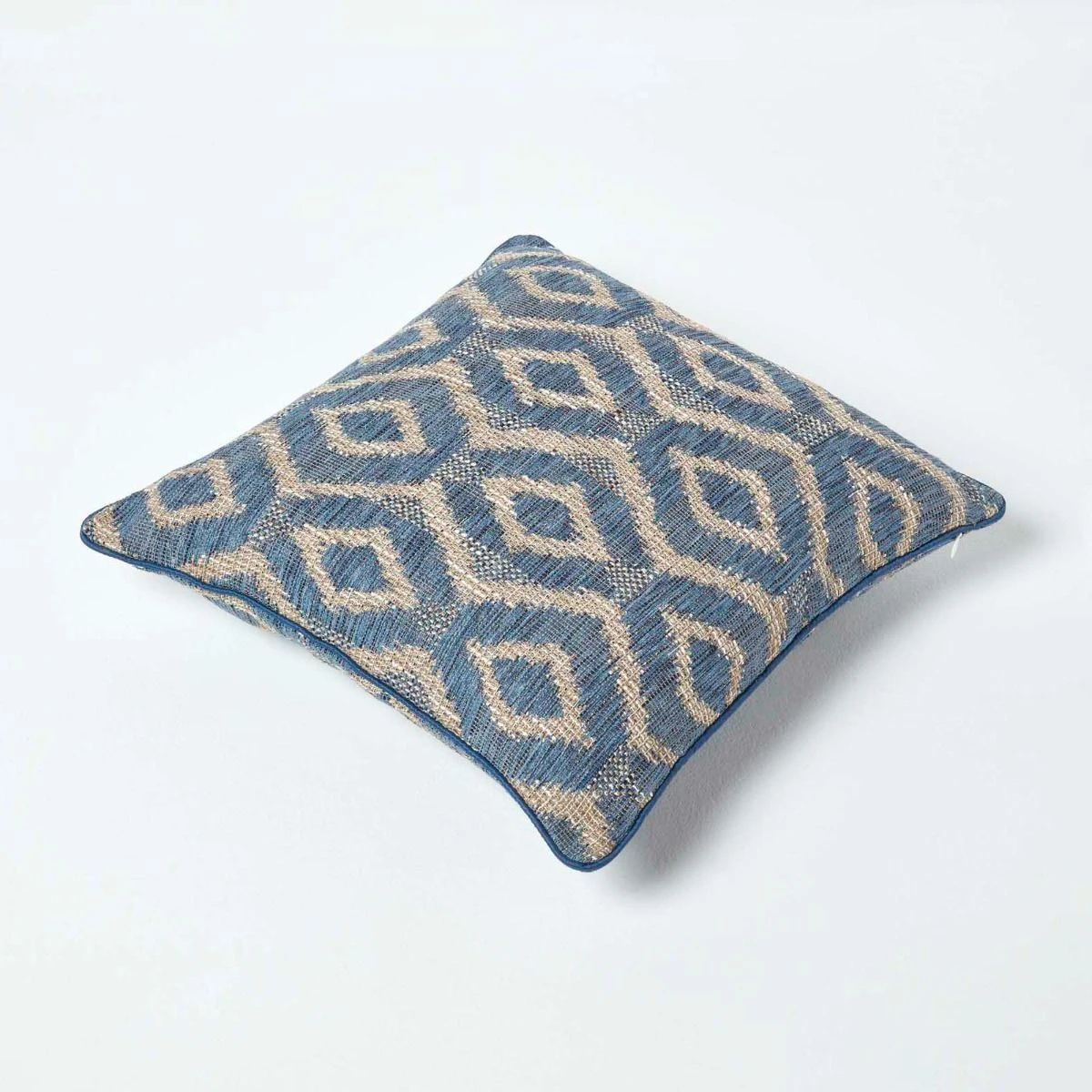 Woven Ikat Blue Filled Cushion, 43 X 43 Cm 7 Woven Ikat Blue Filled Cushion, 43 X 43 Cm - Image 5